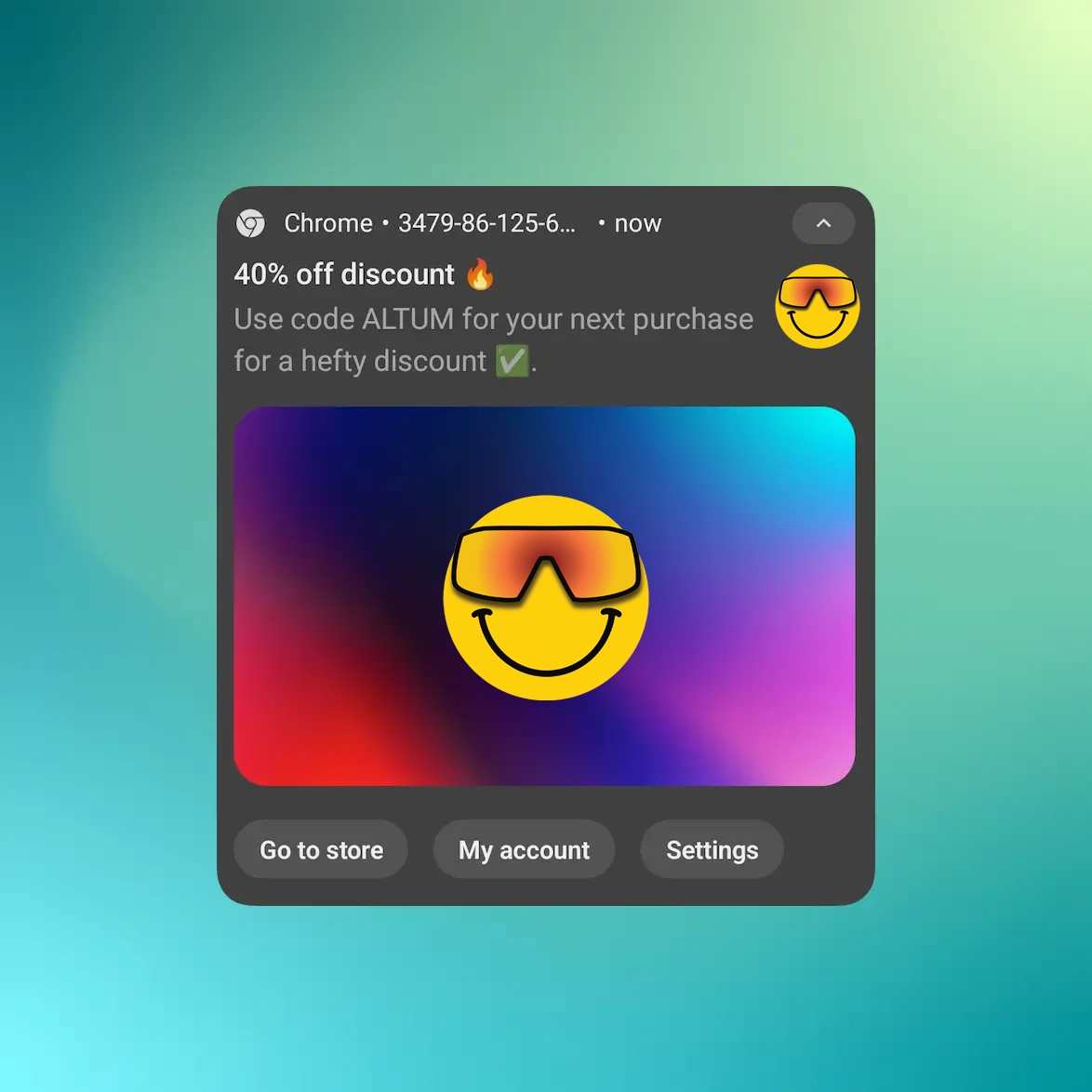 Screenshot of the app sending web push notifications